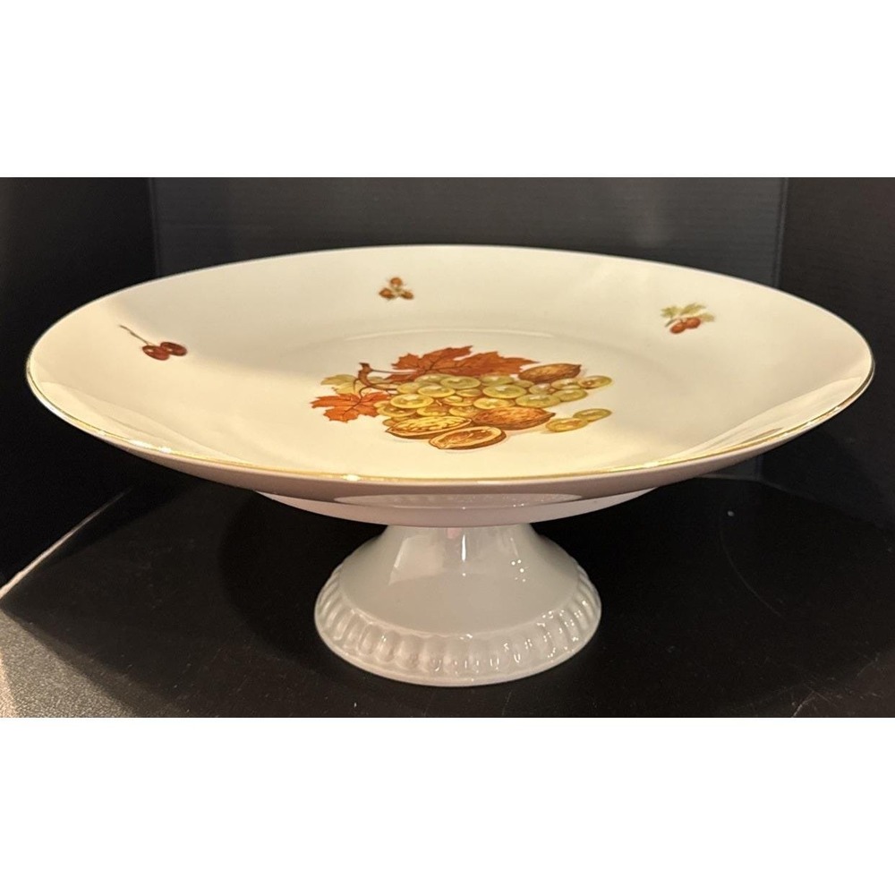 Bareuther Waldsassen Bavaria Germany Cake Pedestal Stand Fruit Nuts Grapes VTG‎